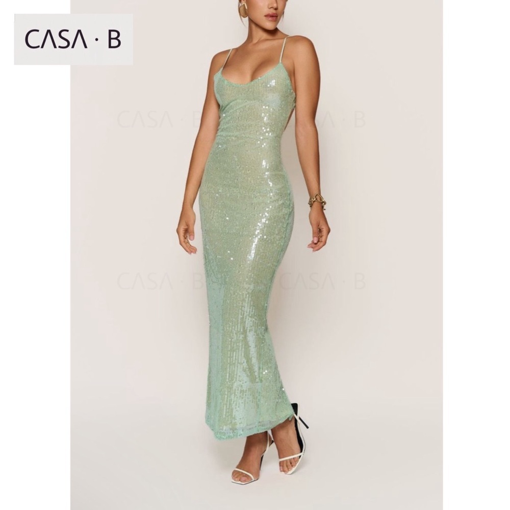 NEW to CASA B| Elena Sequin Open Back Cutout Evening Dress